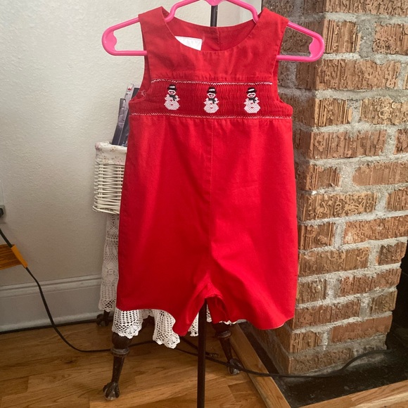 Smocked Infant Boys Christmas Jon Jon size 12 months - Picture 3 of 15